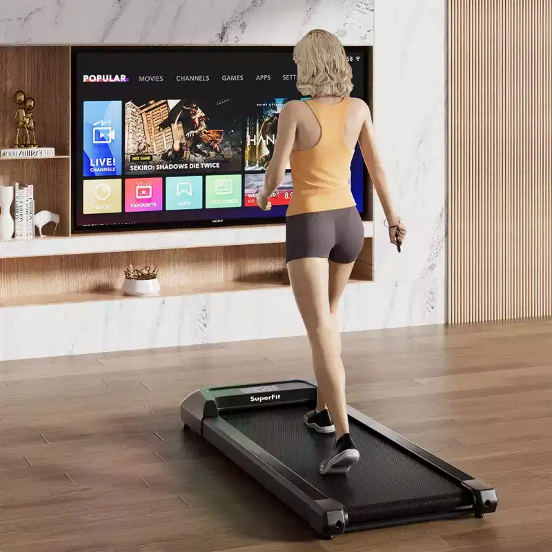 Costway Walking Pad w/265 lbs Capacity Remote Control & LED Display Under Desk Treadmill Gray\Black\Pink