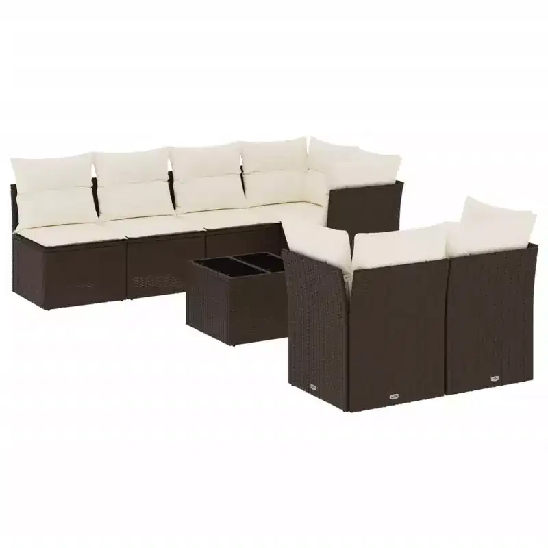 vidaXL Garden Sofa Set Brown, Cream White