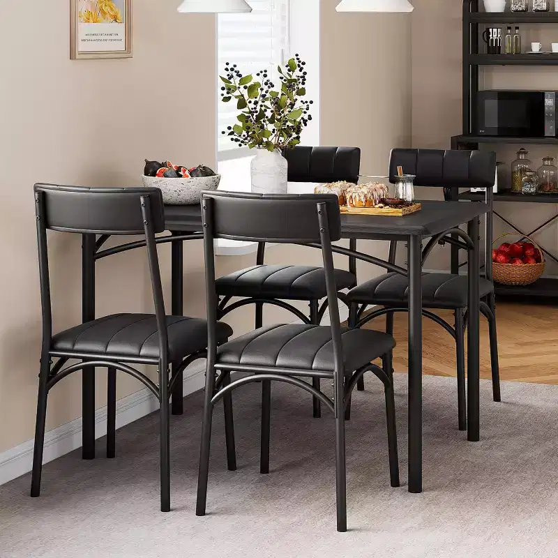 Dining Table Set for 4, Kitchen Table and Chairs, Dining Room Table Set w/4 Upholstered Chairs, Kitchen Table Set for Small Space, Apartment