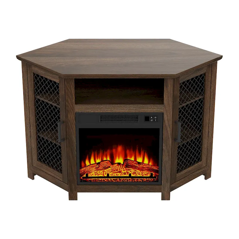 44.8 TV Stand Console with 18 Electric Fireplace and Shelves - N/A