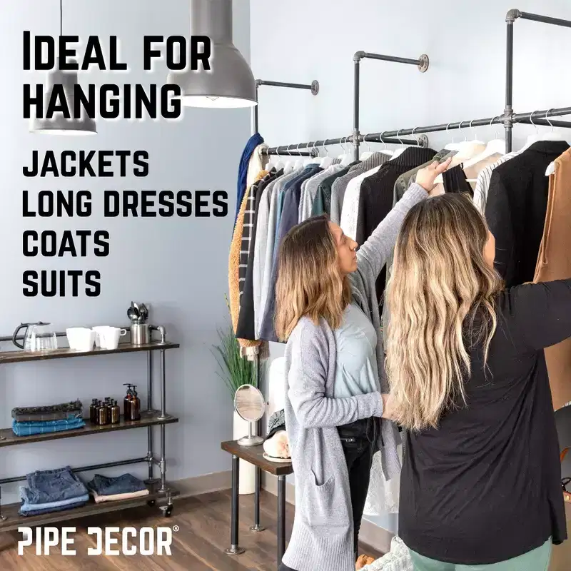 76.375 in. Wall Mounted Clothing Rack, Double