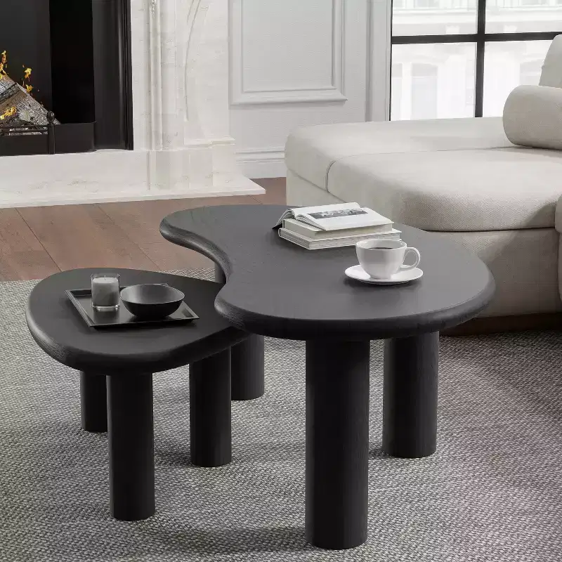 PexFix Cashew Solid Wood Coffee Table Sofa Side Table Set