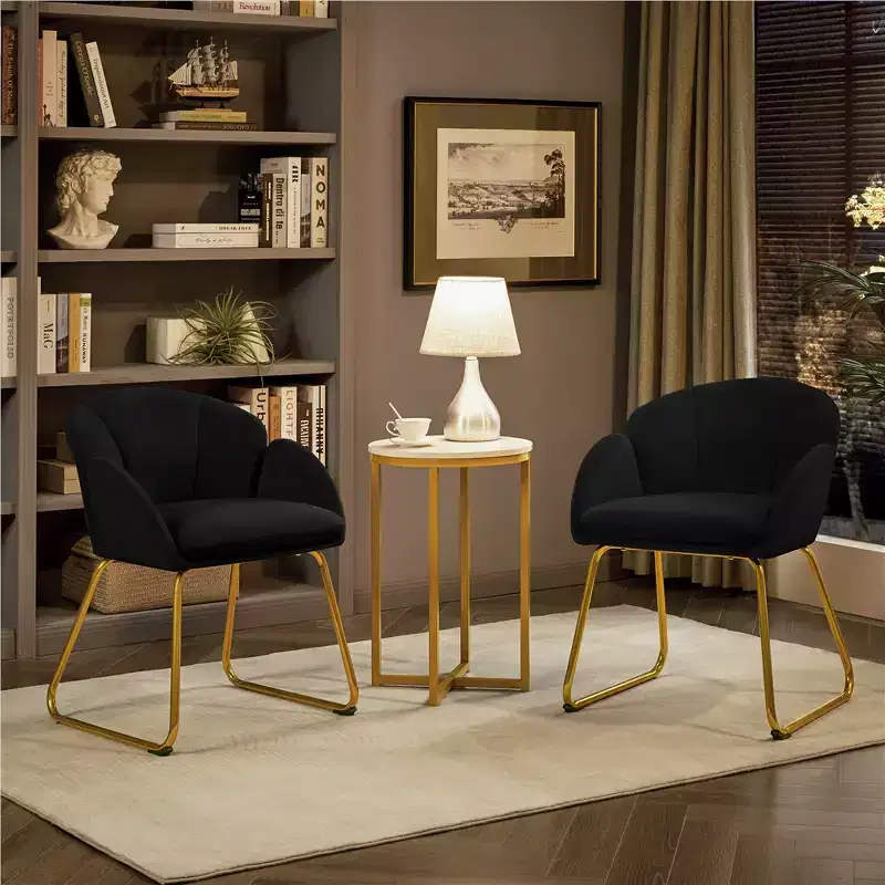 Yaheetech Set of 2 Flower Shape Velvet Armchair for Living Room, Bedroom