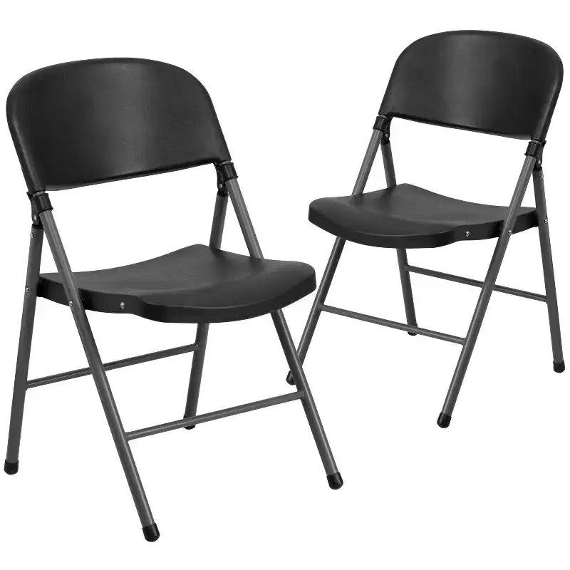 2-Pack Foldable Plastic Chair, 330 lb Capacity, Granite White