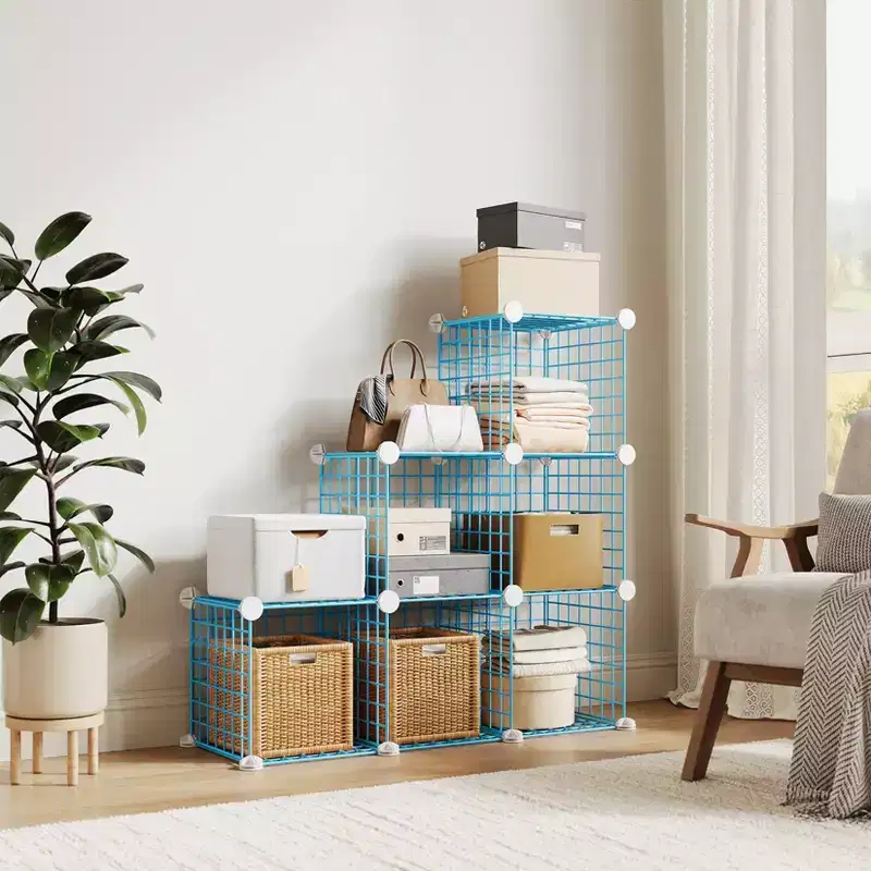 Heavy-Duty 6-Cube Modular Metal Wire Storage Organizer