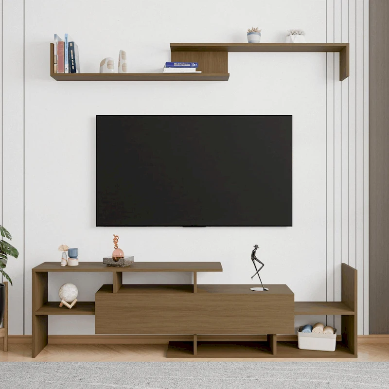 Surrey 60.2 2 Pc 1-Drawer Floating TV Stand Media Console with Open Shelves
