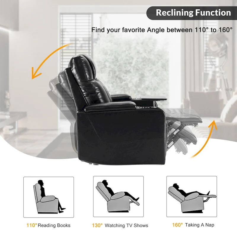 Nestfair Power Motion Recliner with 2 Cup Holders and 360 Swivel Tray Table