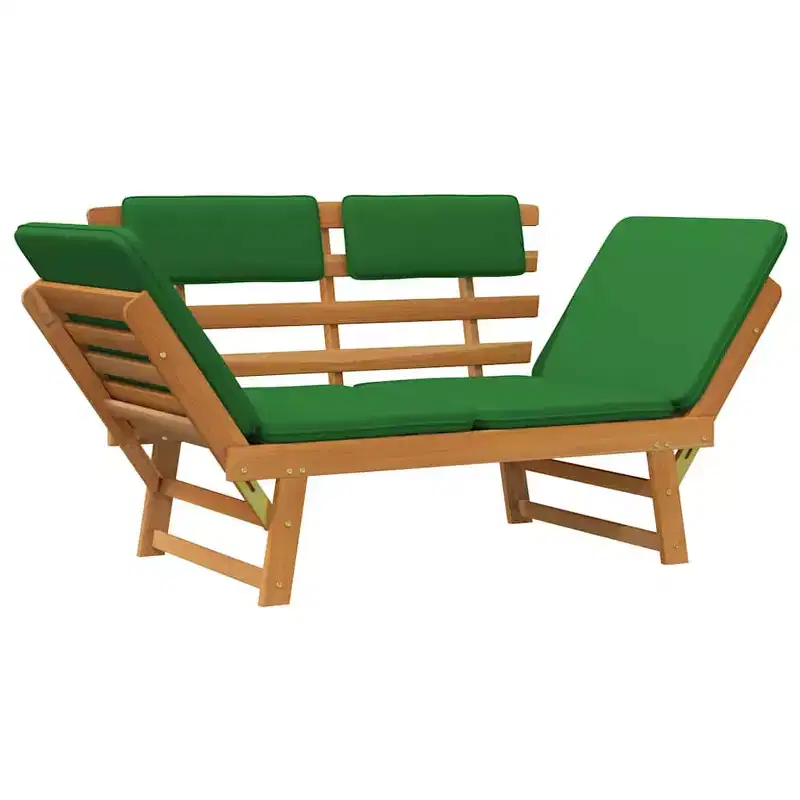 Garden Bench Green, Brown Solid Acacia wood, Polyester Medium