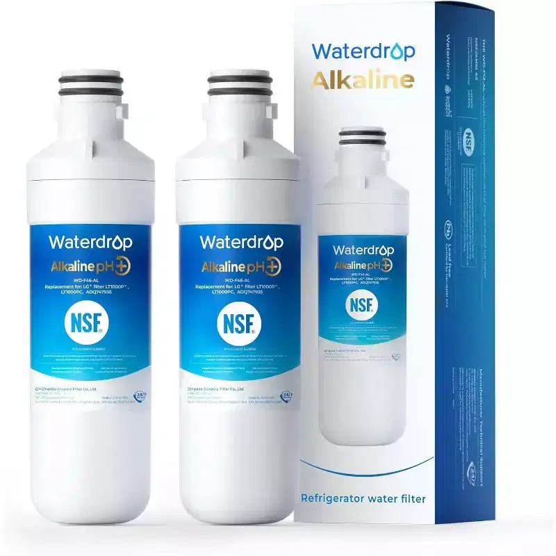 Waterdrop Alkaline LT1000PC ADQ747935 Replacement for LG LT1000P/PC/PCS Refrigerator Water Filter, LFXS26973S, LMXS28626S, Enhance PH, 2 Filters