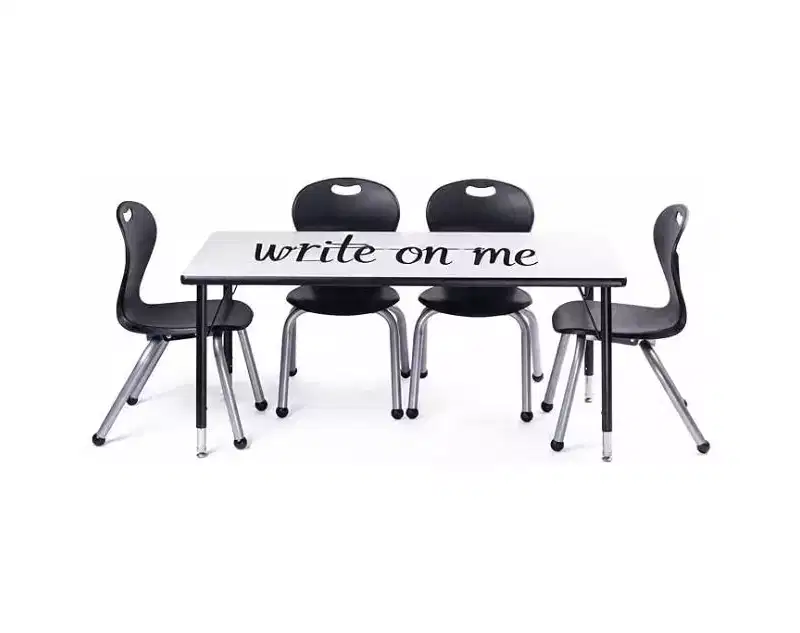 Table & Chair Set: Black Edge Table, 12'' Black Zuul