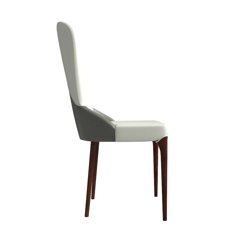 Leather Upholstered Solid Wood Dining Chair with Two-Tone Design
