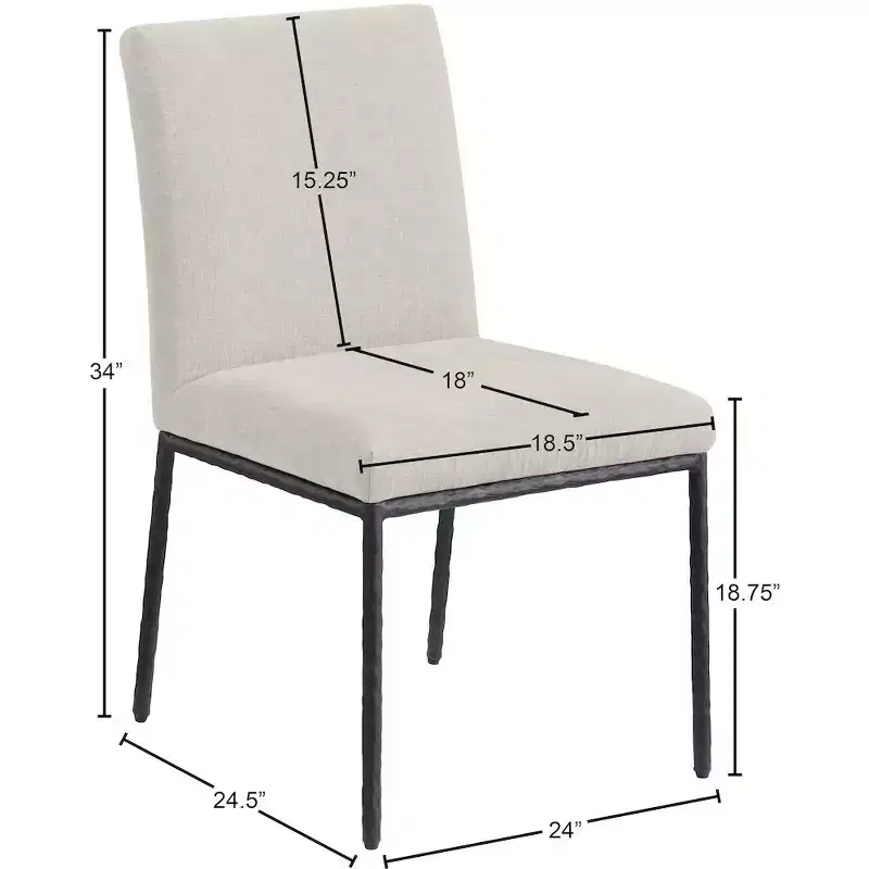 Meridian Furniture,Reeves Chenille Fabric Dining Chair, Set of 2