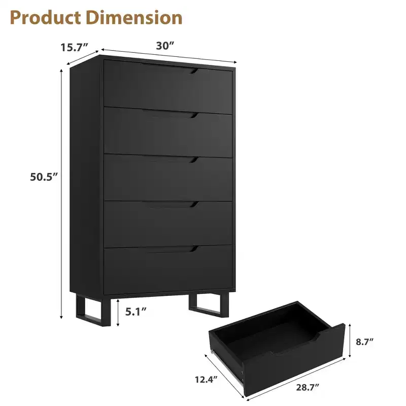 5-Drawer Tall Dresser, 47