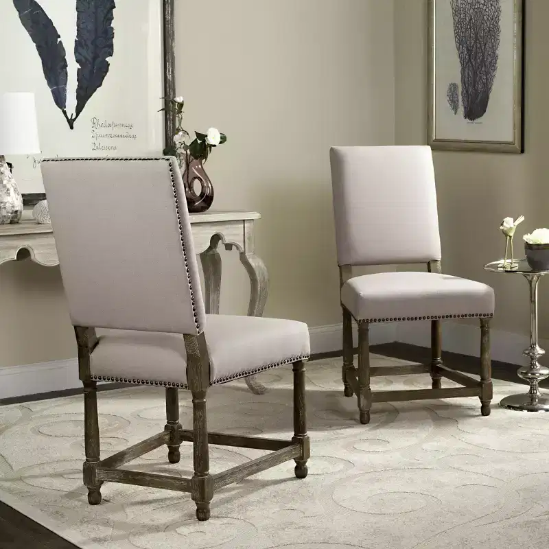 Faxon 20 H Side Chair With Nail Head Trim (Set of 2) - MCR4557 - Taupe - Safavieh Couture