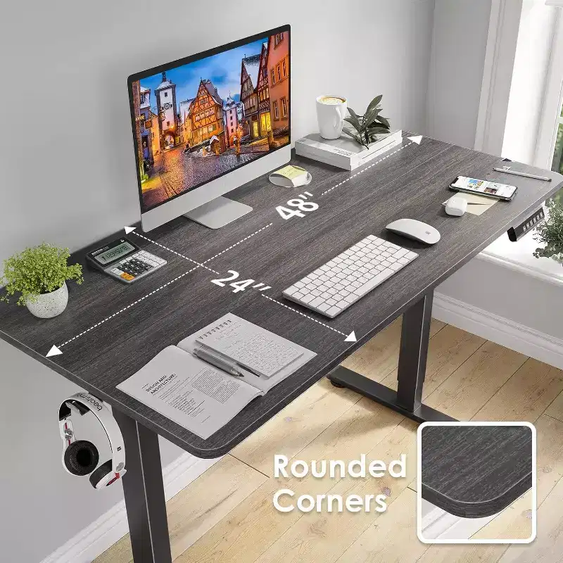 PexFix 48 x 24 Electric Standing Desk Walnut Desktop Height Adjustable Computer Desk Stand up Home Office Desk with Splice Board