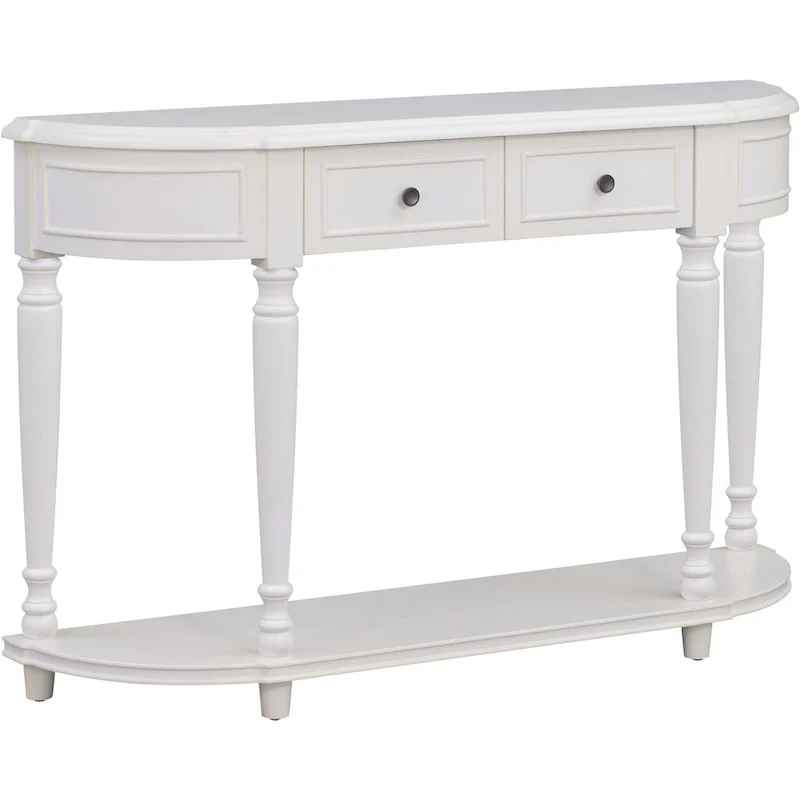 Retro Circular Curved Design Console Table with Open Style Shelf