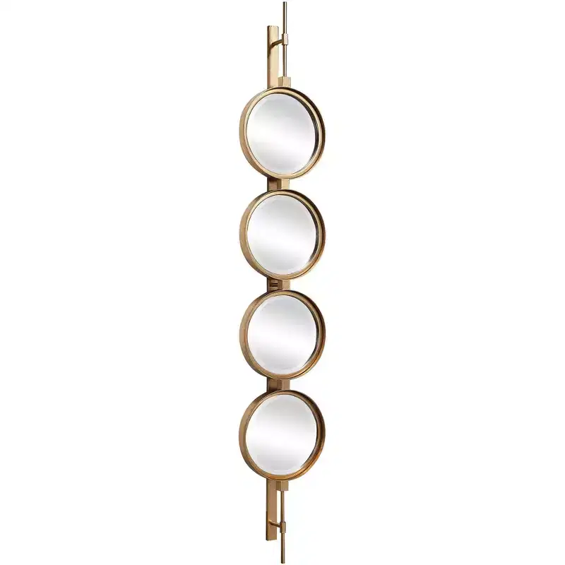 Uttermost Vanity Accent Wall Mirror Modern Beveled Gold Leaf Striking Iron Frame 10 Wide for Bathroom Bedroom Living Room Home