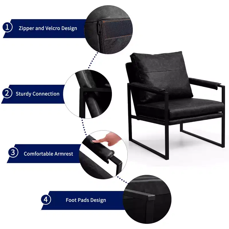 Subrtex Upholstered Modern Accent Chair with Metal Frame