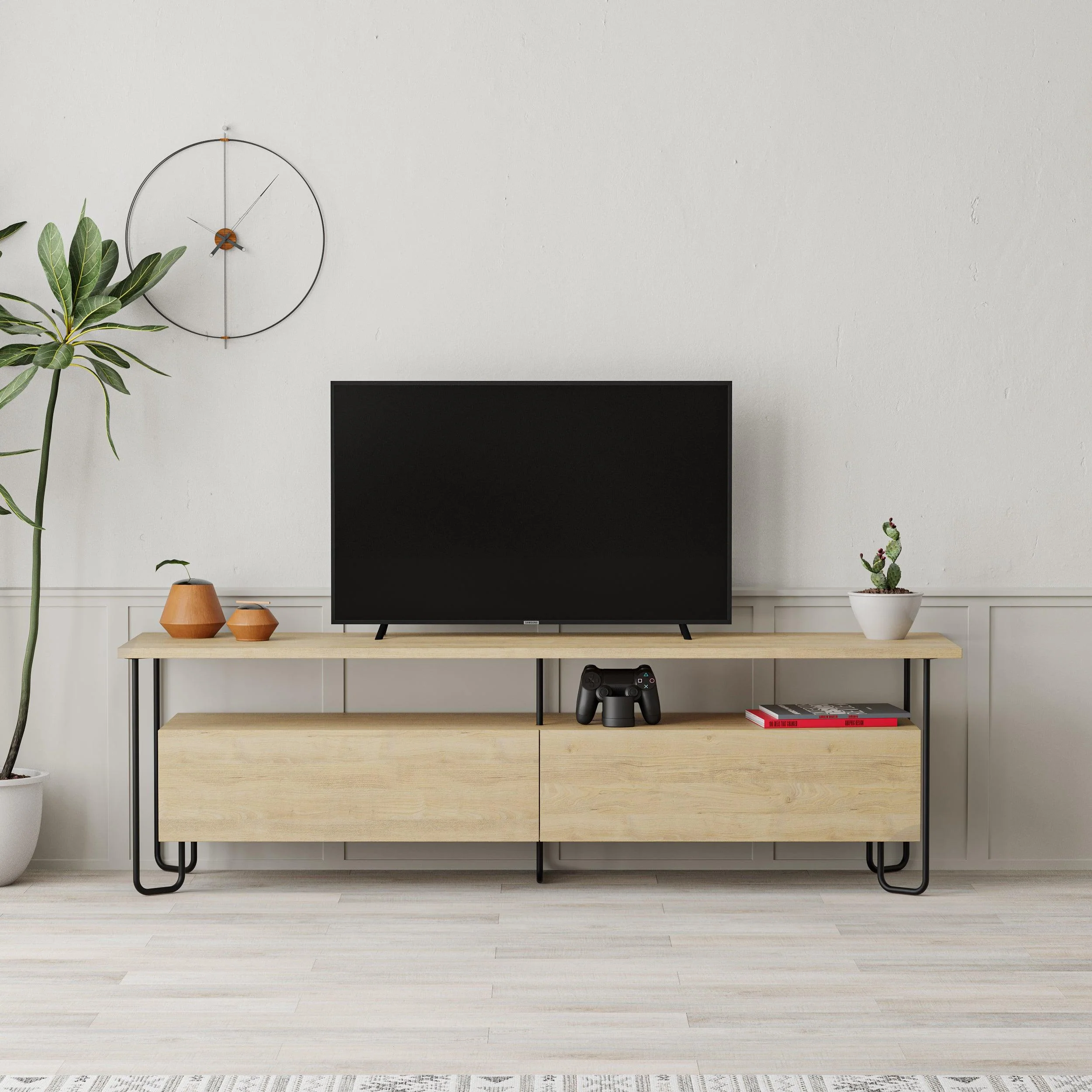 Modern Tv Unit With Storage Cabinet 150cm