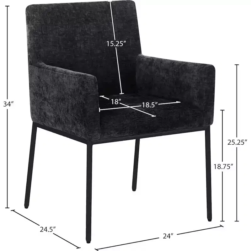 Meridian Furniture,Reeves Chenille Fabric Dining Chair, Set of 2