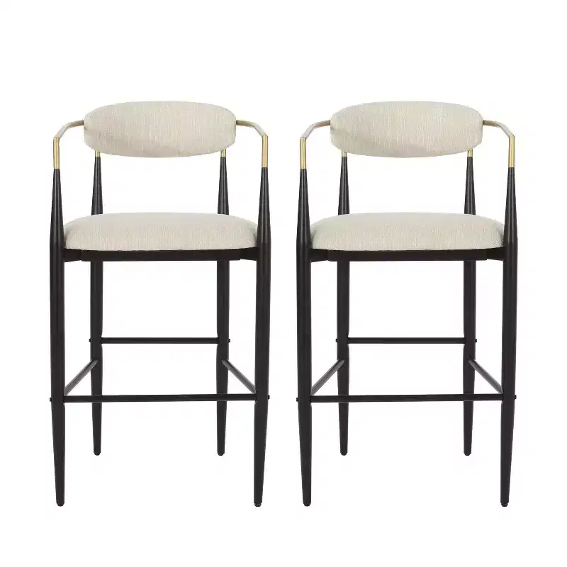 Christopher Knight Home Set of 2 30 Elmore Barstools Beige/Black/Gold
