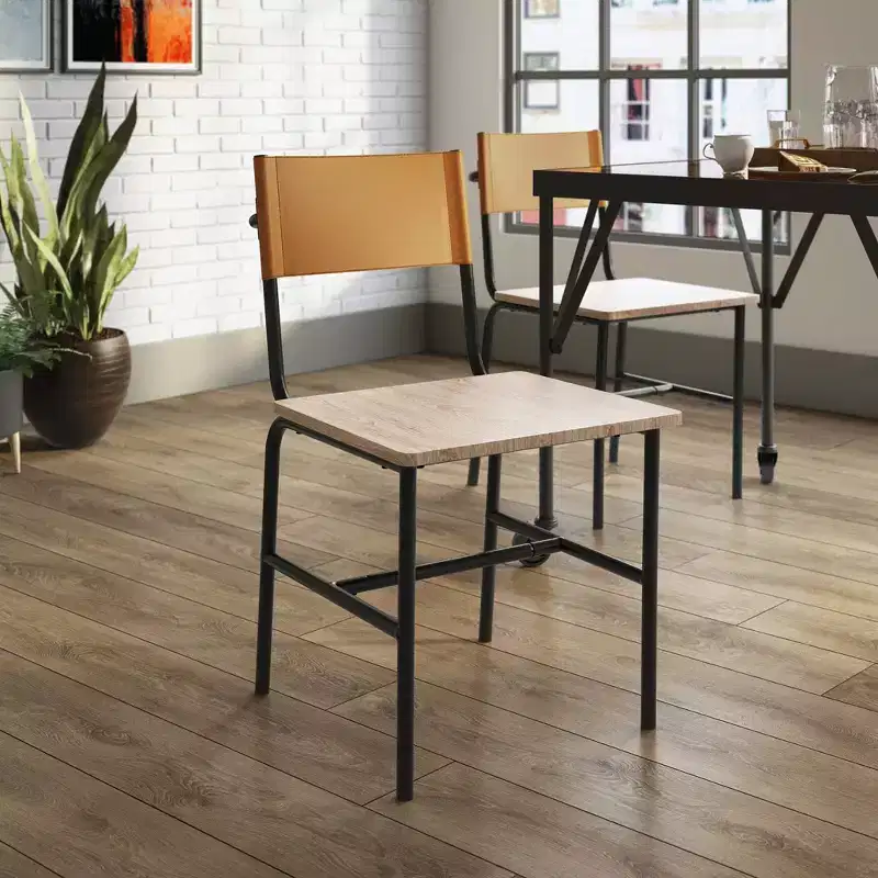2pk Boulevard Caf Dining Chairs Metal and Faux Leather - Sauder