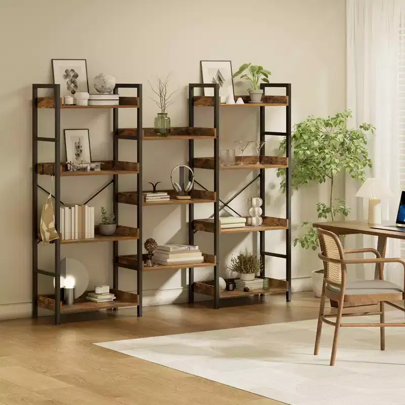 Multi-Layer Corner Bookshelf, Detachable Space-Saving Design with Multiple Hooks