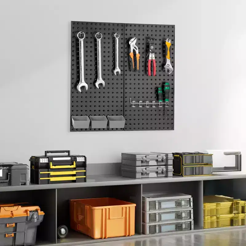 Metal Pegboard Panels, 24 x 12, Heavy Duty Steel Peg Board Wall Organizer, Black