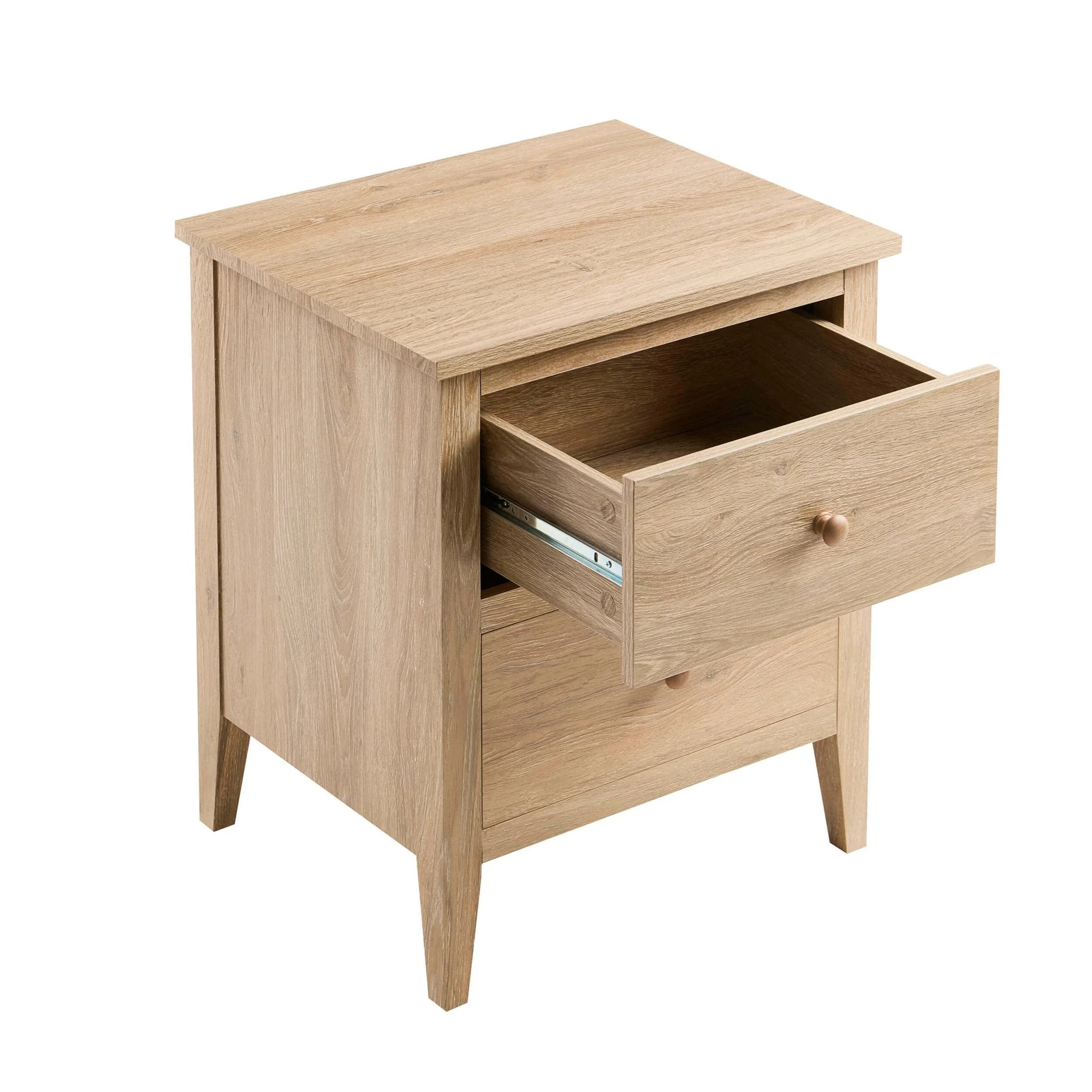 2 Drawer Bedside Table - Light Wood