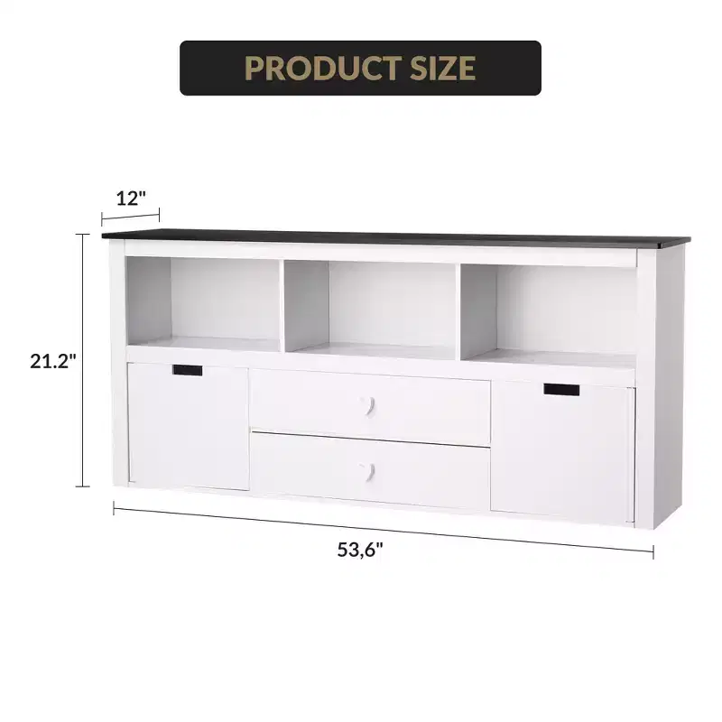 3-Tier Toy Storage Organizer, Wooden Storage Organizer Kids Bookshelf with 2 Drawers and 3 Storage Cubbies, Floor Standing Storage Cabinet