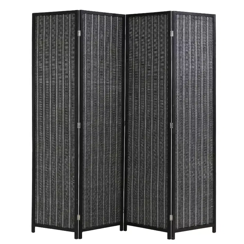 4-Panel Folding Bamboo Room Divider Privacy Screen, Anti-Slip, Foldable for Home Office