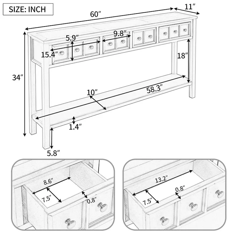 60 Long Sofa Table