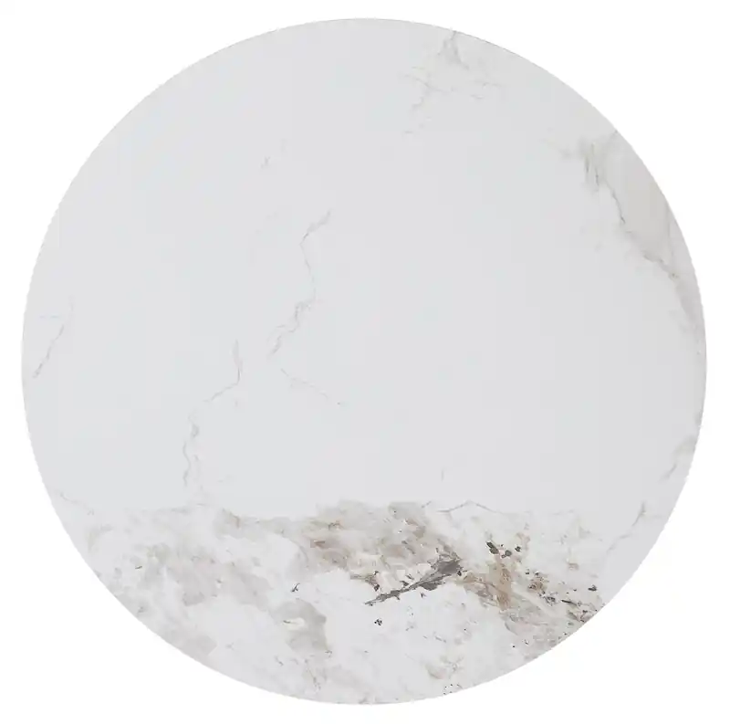 31.5 Modern Round Coffee Table with White Sintered Stone Top