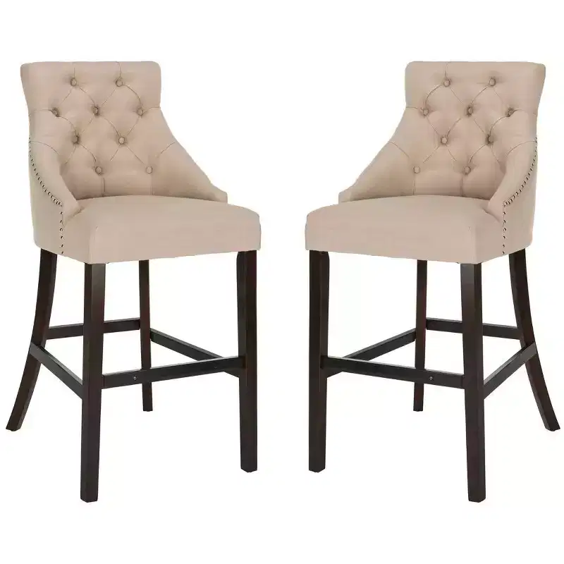 Tufted Wing Back Bar Stool