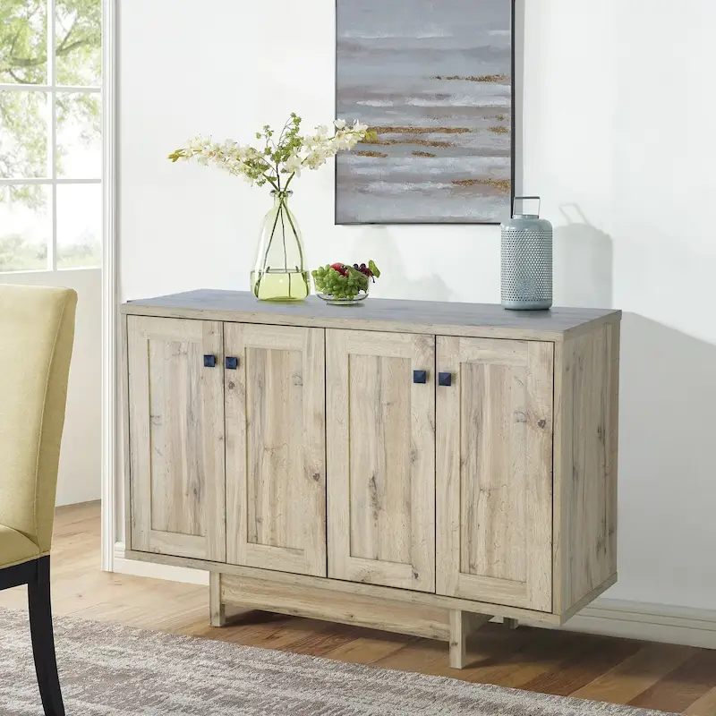 Q-Max 47W Sideboard Storage Cabinet, Dining Server Cupboard Buffet Table with Two Storage Cabinets