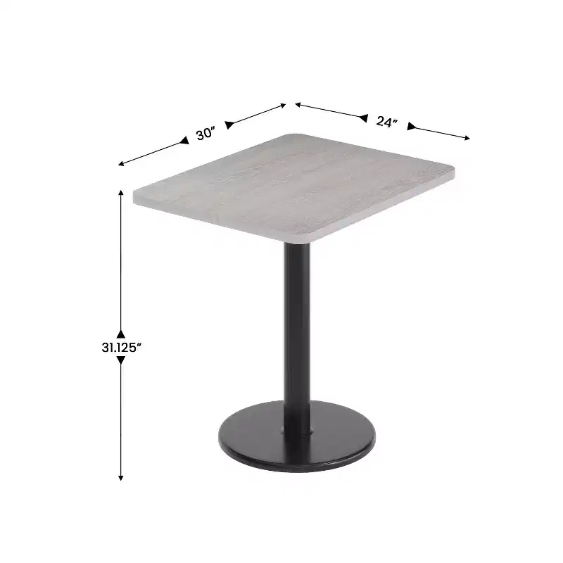 Flash Furniture 24'' x 30'' Rectangular Laminate Table Top with 18'' Round Table Height Base