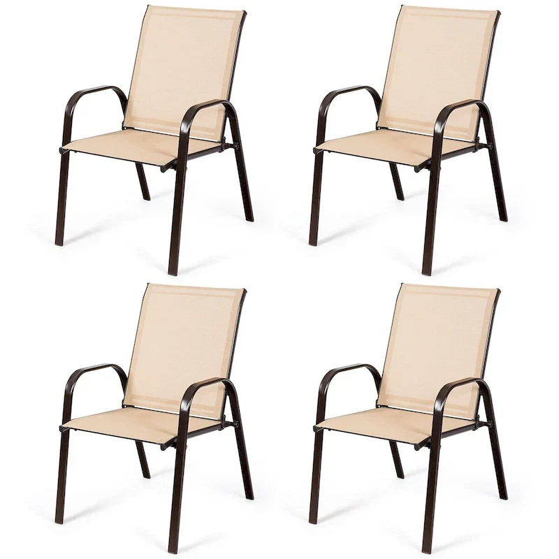 Costway 4PCS Patio Chairs Garden Deck Yard with Armrest - See Details