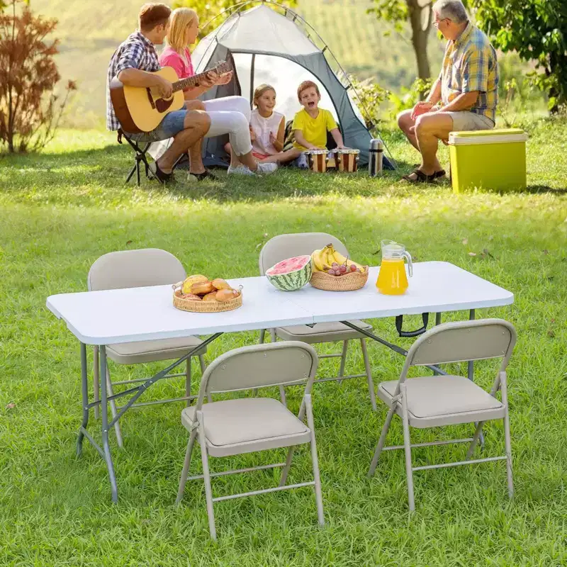 Portable Folding Table, Heavy Duty with Carrying Handle for Camping Picnic Party