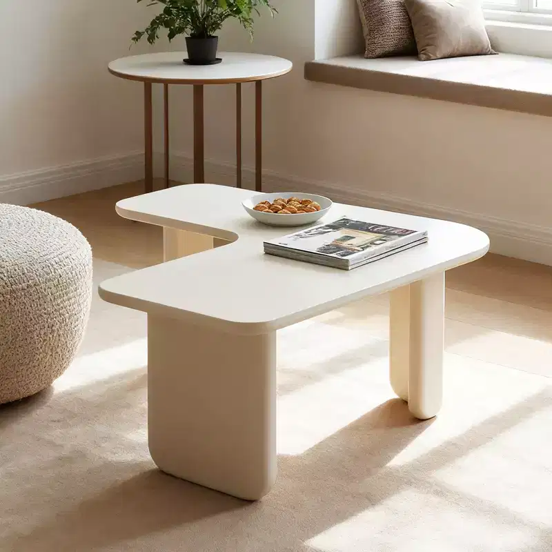 35 L-Shape Modern Coffee Table Green Paint Multi-Layer Free-Combo Space-Saving White