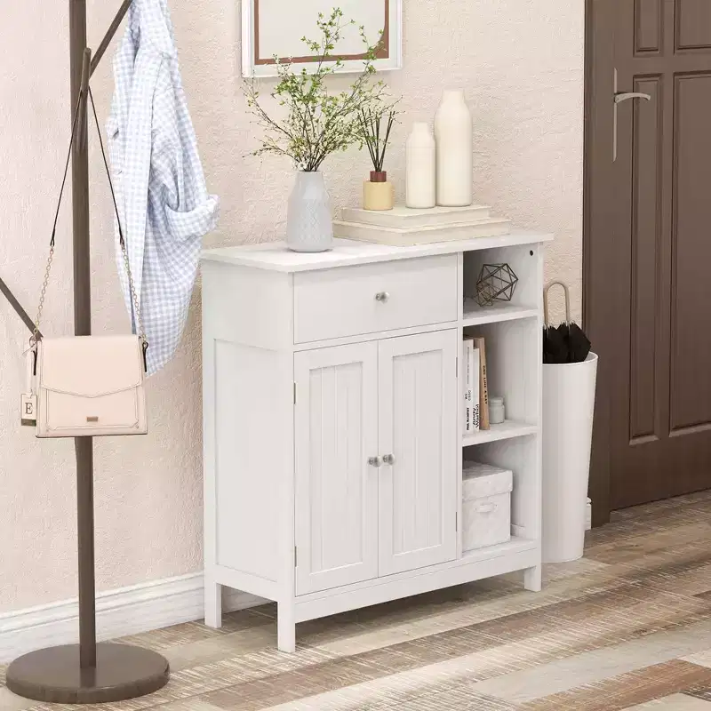 Bathroom Floor Cabinet Freestanding Kitchen Cupboard Storage Organizer with Drawer