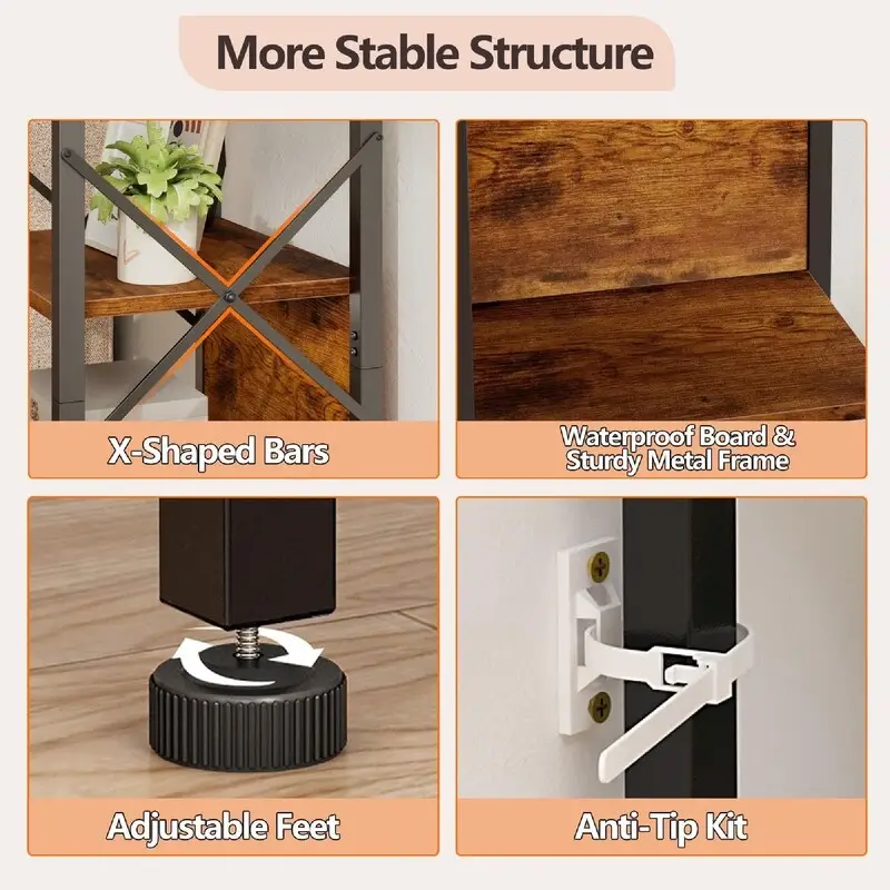 5 Tier Tall Bookshelf - 14.9D x 10.6W x 55.1H