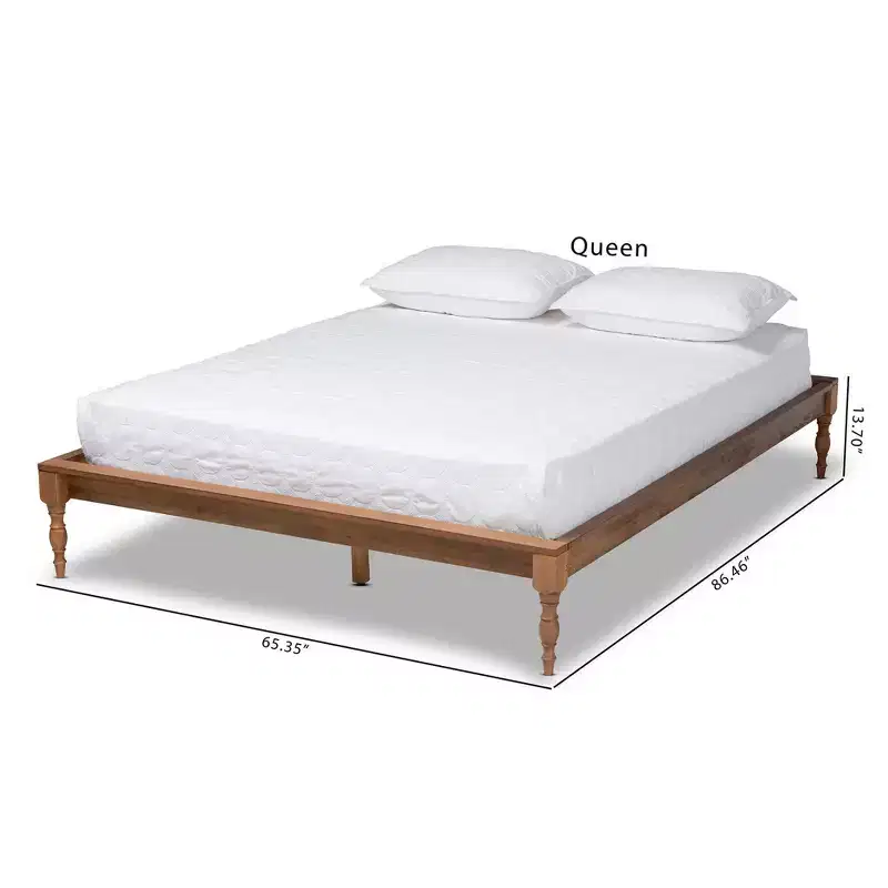Romy Wood Bed Frame Ash Walnut - Baxton Studio