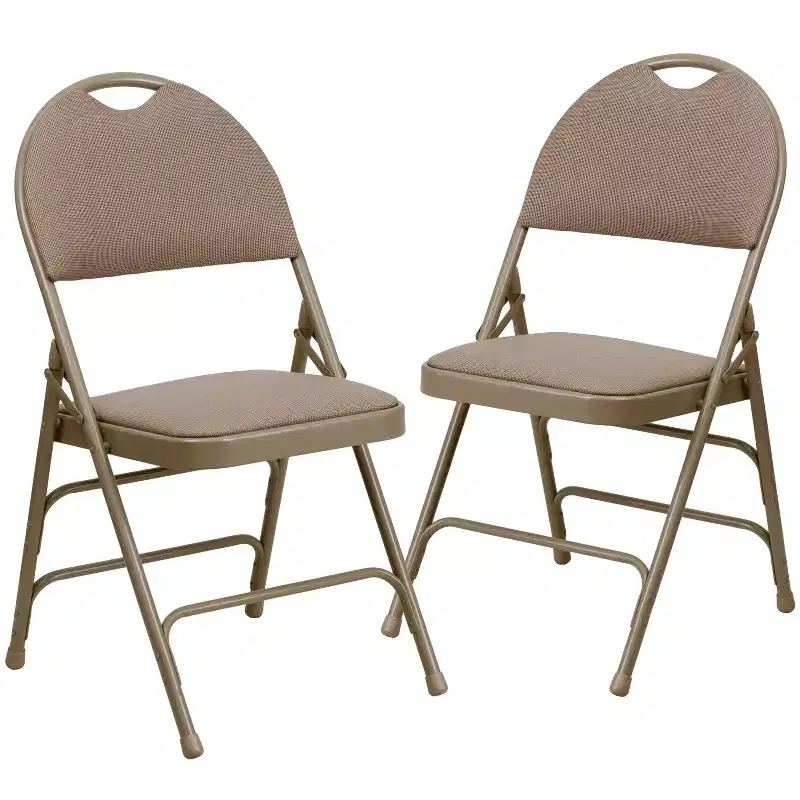 Flash Furniture 2 Pack HERCULES Series Extra Large Ultra-Premium Triple Braced Metal Folding Chair with Easy-Carry Handle