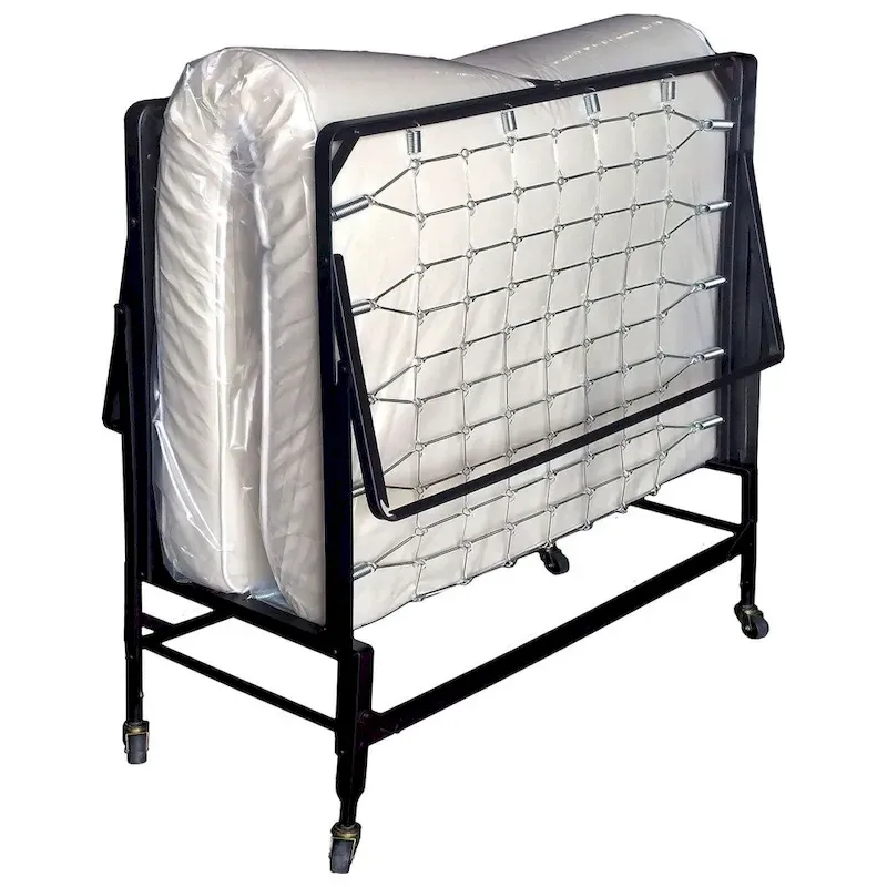 Rollaway Folding Bed with Mattress – Black, Metal Frame, Polyfiber Mattress, Sleeps 1