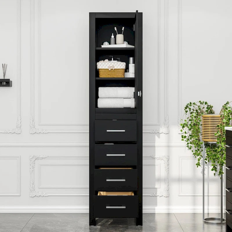 Eviva Aberdeen 18W x 20D x 72H Espresso Freestanding Linen Cabinet