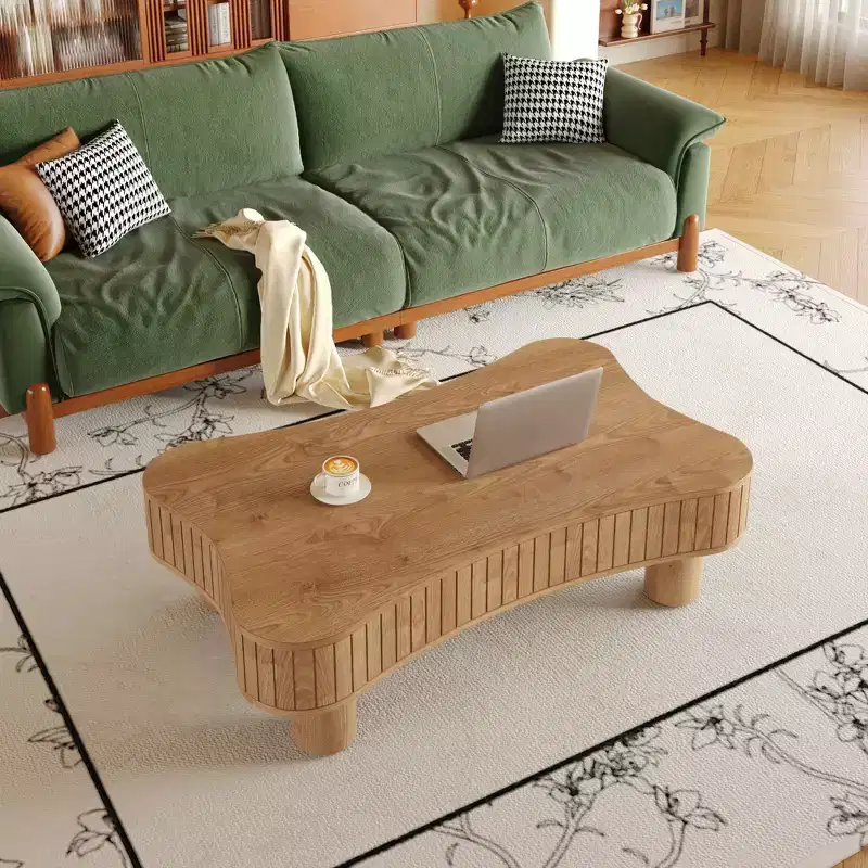 TUYOHW Smooth Lift-Top Coffee Table with Hidden Storage,Fluted Center Table for Living Room,Wooden Cocktail Table,40lbs(Lift-up)/150lbs Capacity