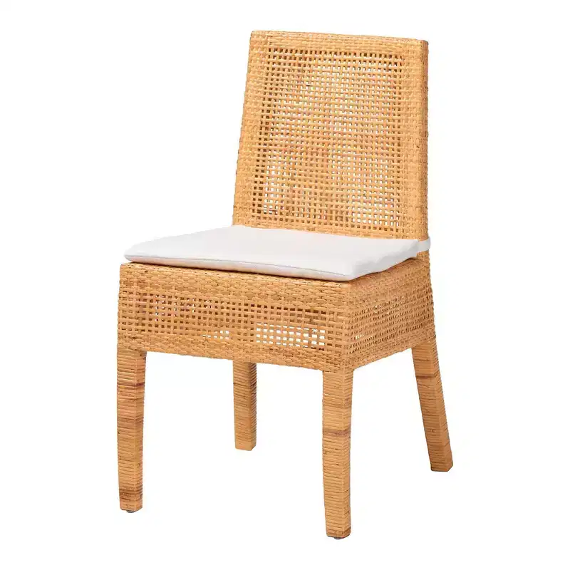 bali & pari Morris Rattan Dining Chair Light Honey/White