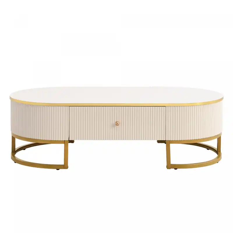 47.2 Oval Engineered Wood Coffee Table With Storage Drawers