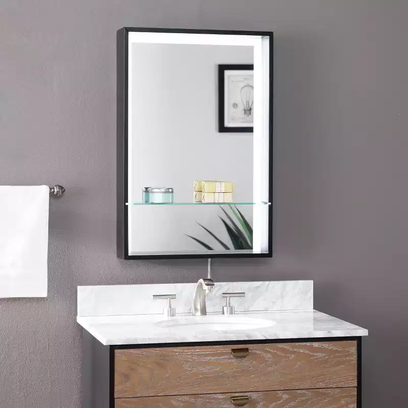 Wervin Lighted Mirror with Shelf - Black - SEI