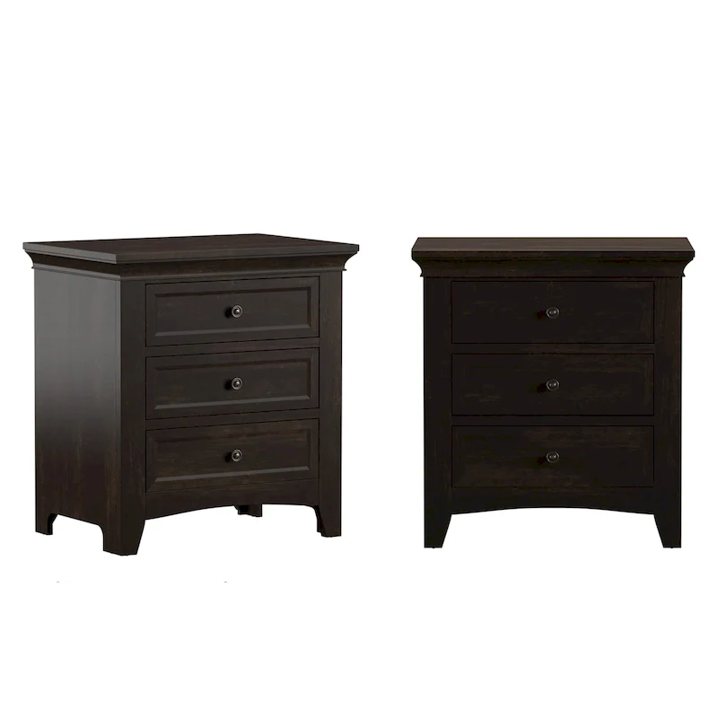 Varenna 3-Drawer Wood Modular Storage Nightstand with Charging Station
